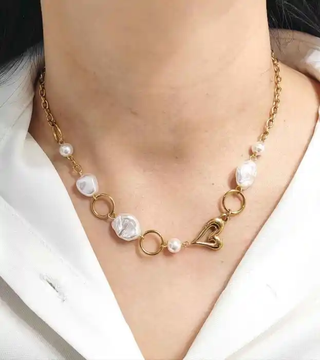 Collier Perlé En Acier Inoxydable | Bijoux fantaisie en acier inoxydable