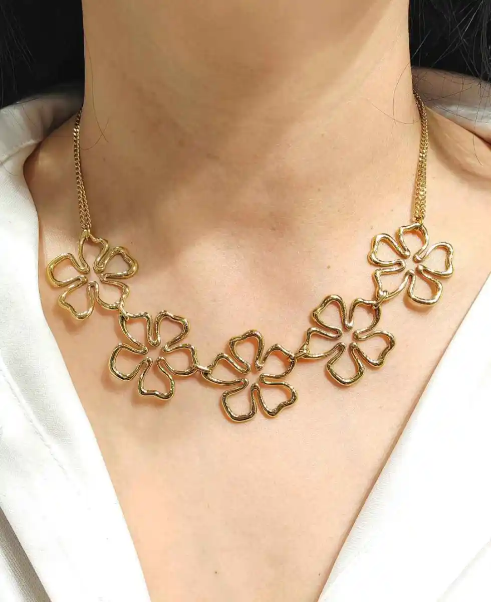 Collier Fleur Vide En Acier Inoxydable  | Bijoux fantaisie en acier inoxydable