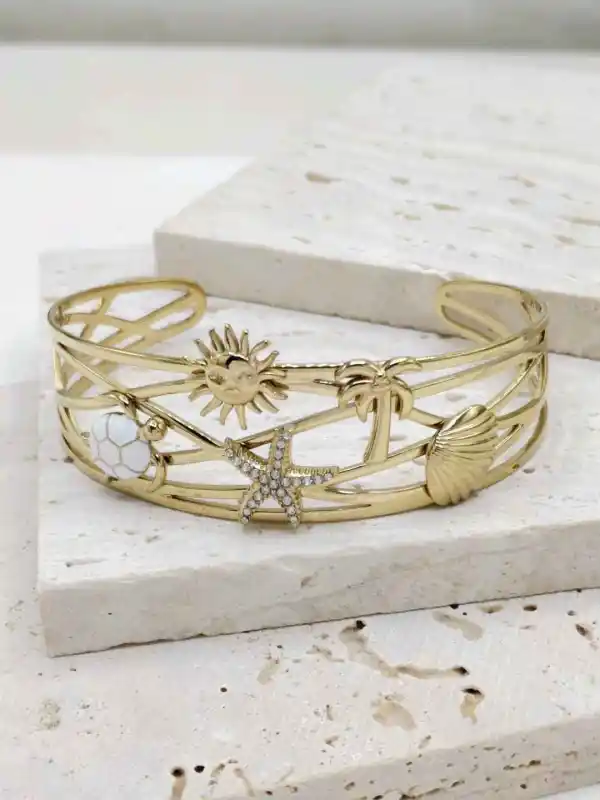 Bracelet Jonc Étoile De Mer En Acier Inoxydable  | Bijoux fantaisie en acier inoxydable