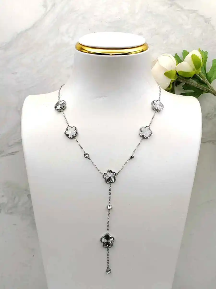 Collier Cravate Trèfle En Acier Inoxydable | Bijoux fantaisie en acier inoxydable