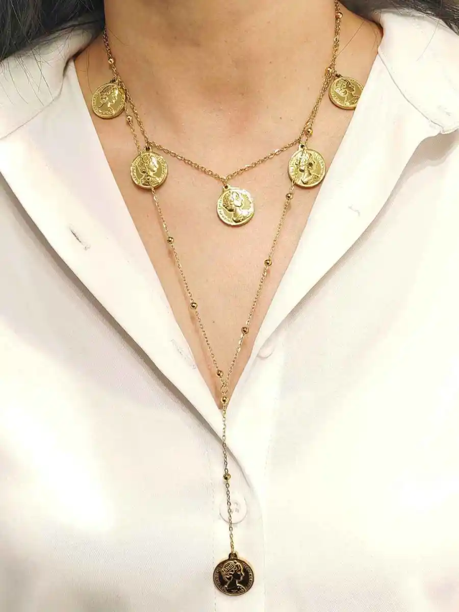 Collier Cravate Pièces Pendante En Acier Inoxydable | Bijoux fantaisie en acier inoxydable