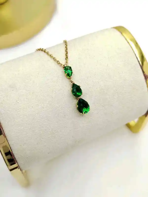 Collier Pendentif Triple Goute En Acier Inoxydable | Bijoux fantaisie en acier inoxydable