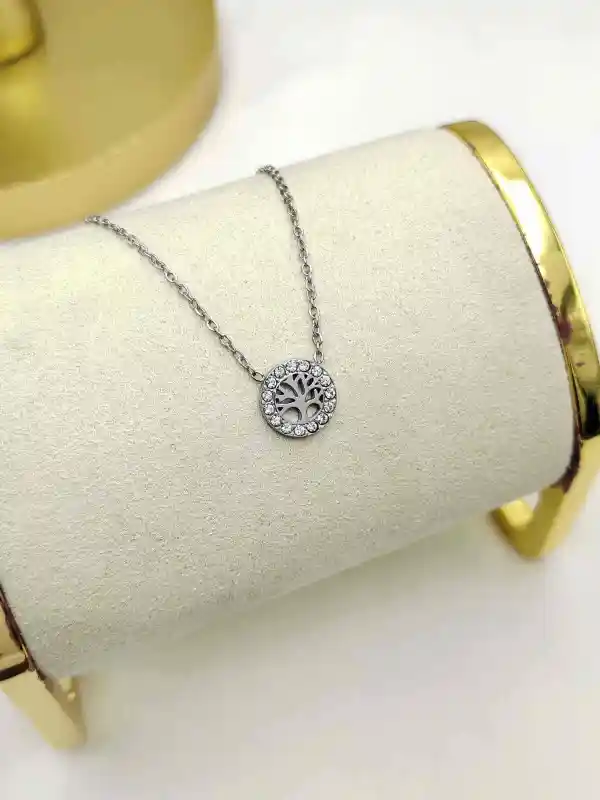 Collier Pendentif Arbre De Vie En Acier Inoxydable | Bijoux fantaisie en acier inoxydable