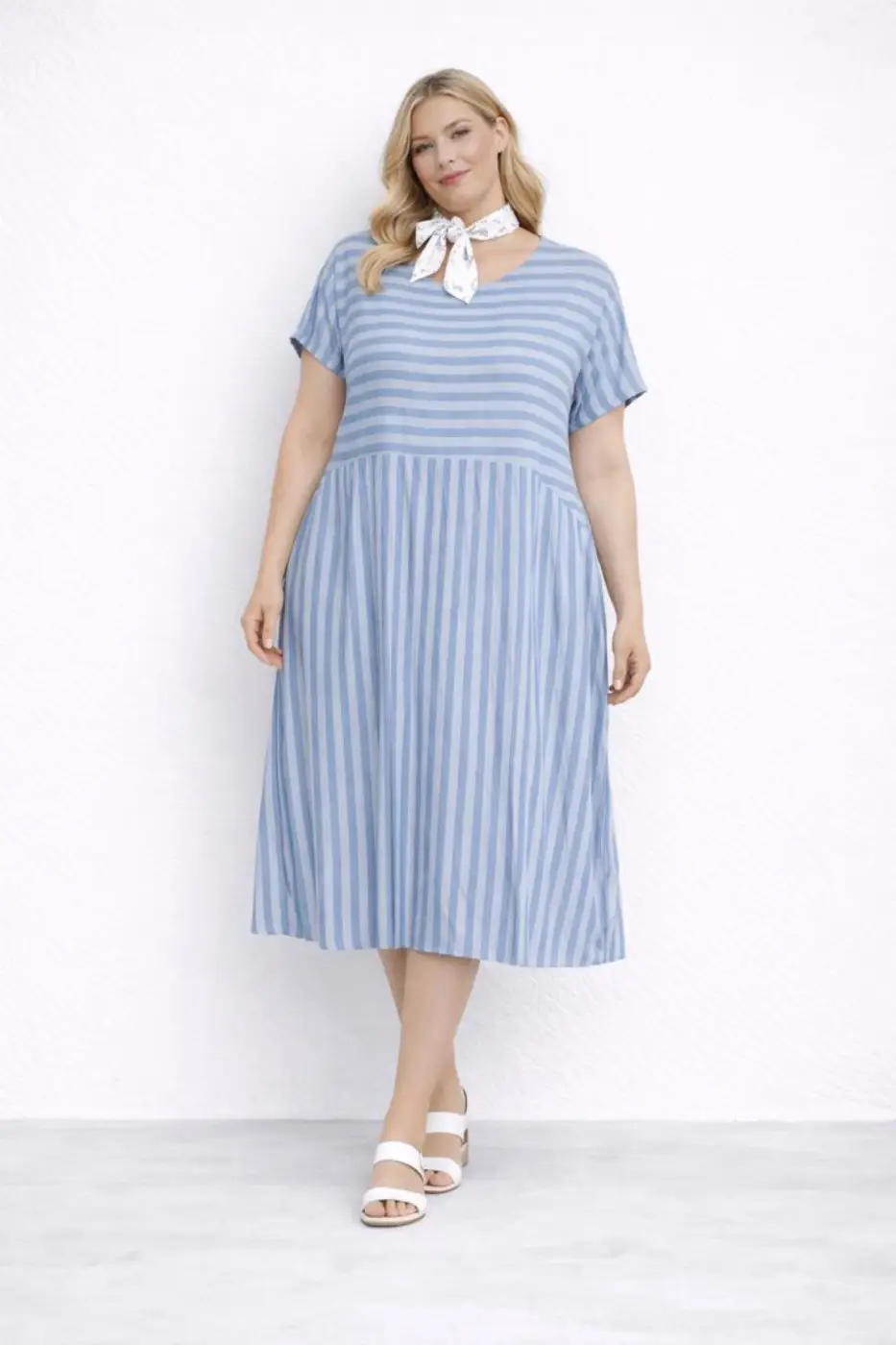 Robe longue rayée fluide grande taille | Vintage Mode