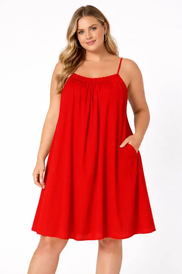 Robe fluide à fines bretelles unie | Vintage Mode