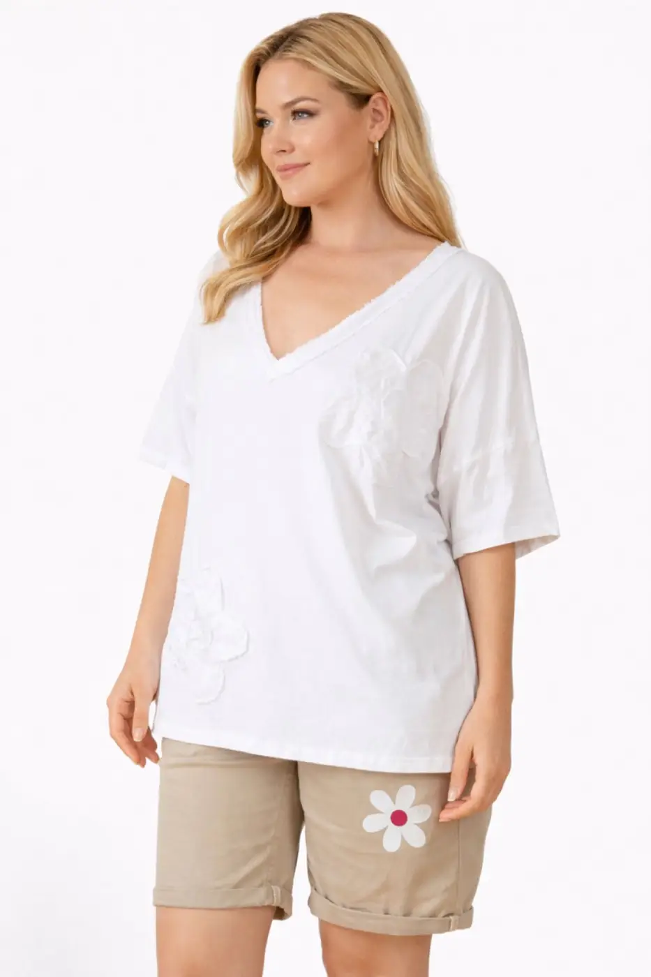 T-shirt oversize fleur ton sur ton   38 - 46 | Vintage Mode