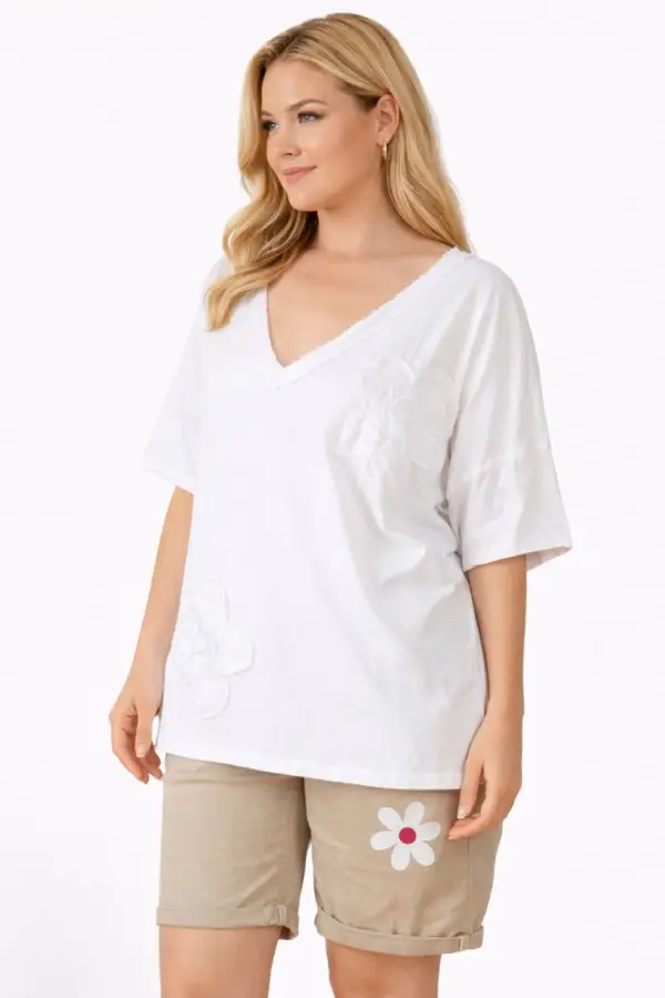 T-shirt oversize fleur ton sur ton   38 - 46 | Vintage Mode