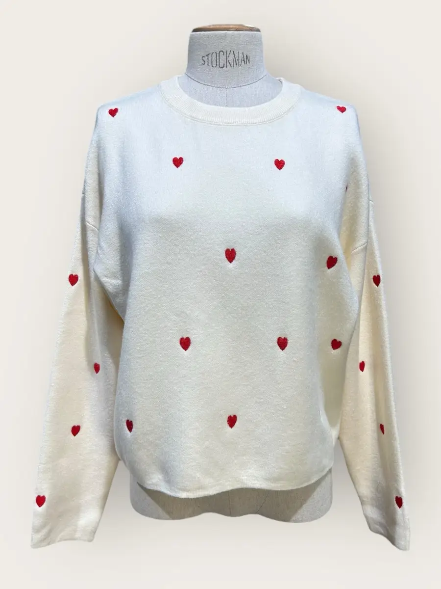 Pull coeur rouge  | Lestigresses.fr
