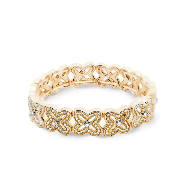 Bracciale Elastico a Quadrifogli Traforati con Strass | Maelle B. Fashionlab 