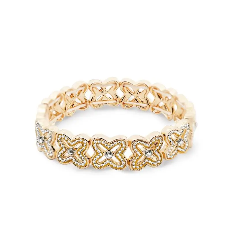 Bracciale Elastico a Quadrifogli Traforati con Strass | Maelle B. Fashionlab 