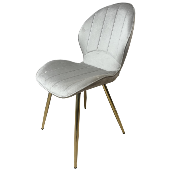 Chaise Q3 Taupe Velours Pied métal Doré/ref:4 | MULTI-AFFAIRES