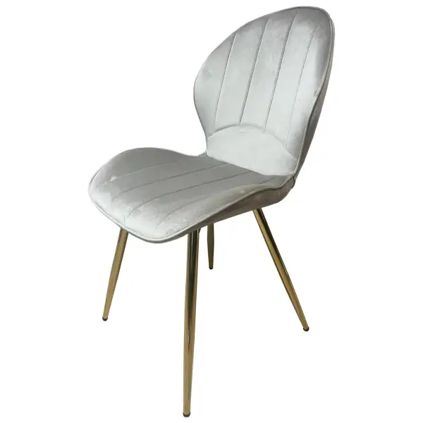 Chaise Q3 Taupe Velours Pied métal Doré/ref:4 | MULTI-AFFAIRES