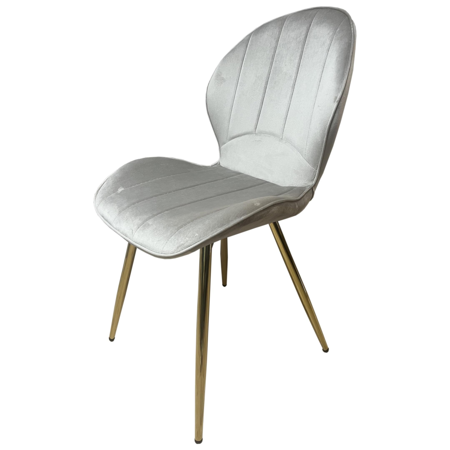 Chaise Q3 Taupe Velours Pied métal Doré/ref:4 | MULTI-AFFAIRES