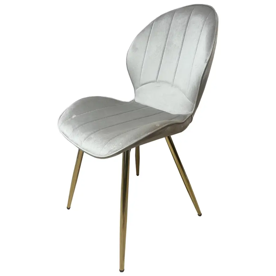 Chaise Q3 Taupe Velours Pied métal Doré/ref:4 | MULTI-AFFAIRES