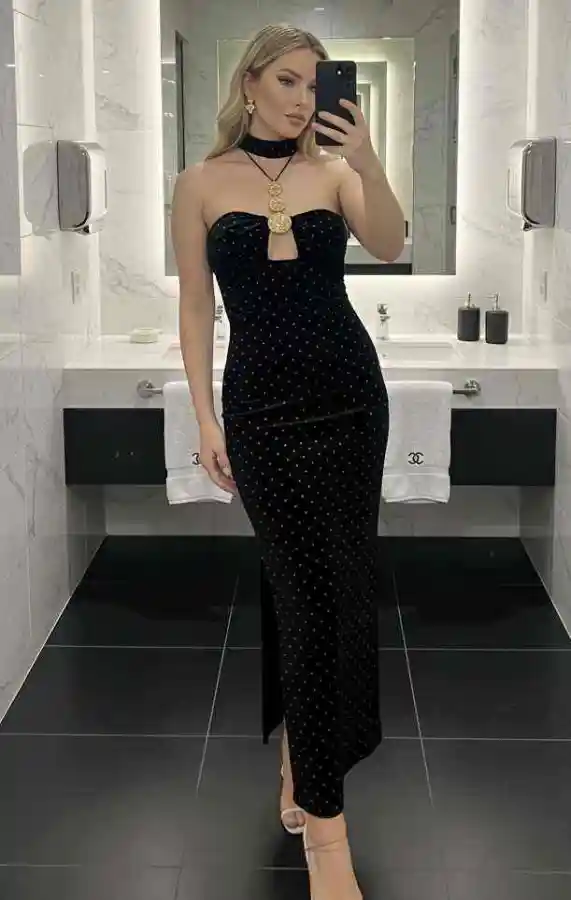 Vestido Midi Terciopelo Con Accesorios  | New Secret