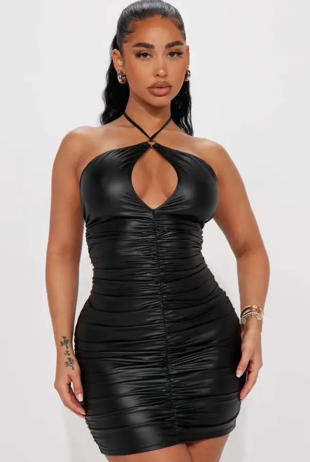Vestido corto polipiel | New Secret