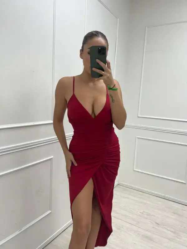 VESTIDO LARGO TILANTE FLUNCIDO | New Secret