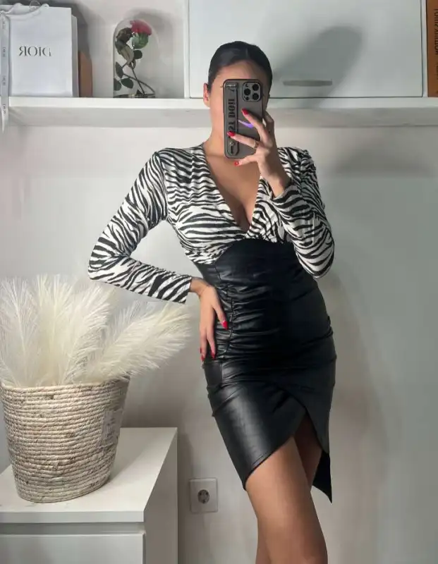 VESTIDO MIDI POLIPIEL ESTAMPADO | New Secret