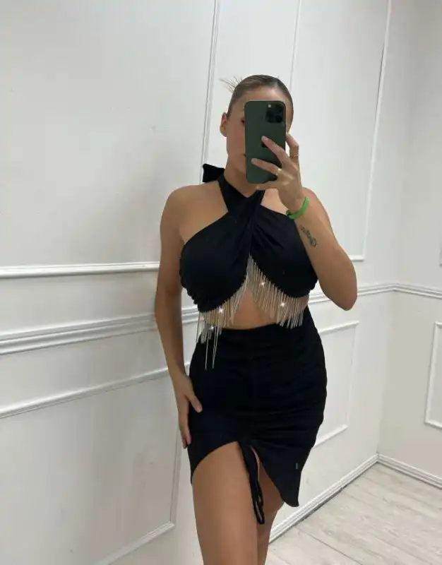 Top cruzado con fleco | New Secret