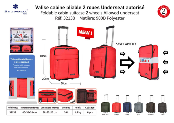 valise cabine piable 2 roues underseat | Rynalife