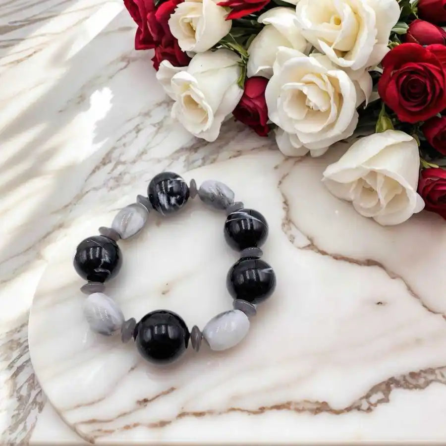 BRACELET ÉLASTIQUE EN ACRYLIQUE  | Bijoux fantaisie en acier inoxydable