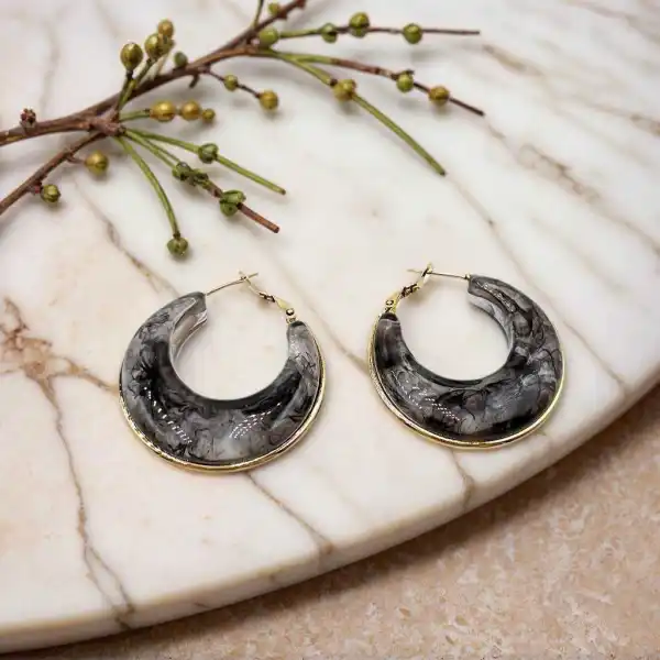 BO EN RÉSINE NATURELLE ET ACIER INOXYDABLE  | Bijoux fantaisie en acier inoxydable