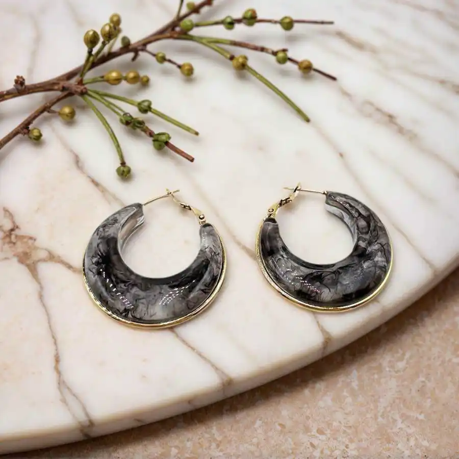 BO EN RÉSINE NATURELLE ET ACIER INOXYDABLE  | Bijoux fantaisie en acier inoxydable