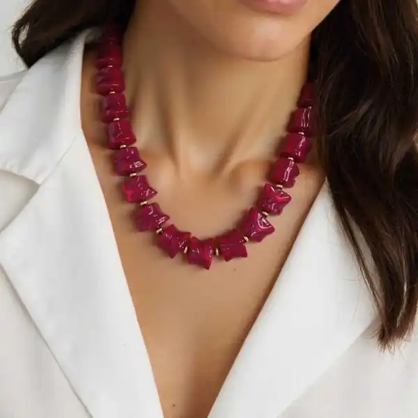 COLLIER EN ACRYLIQUE  ET EN ACIER INOXYDABLE  | Bijoux fantaisie 