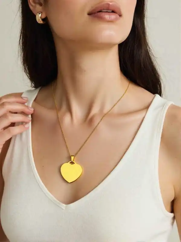 COLLIER PENDENTIF CŒUR  À GRAVURE  | Bijoux fantaisie 