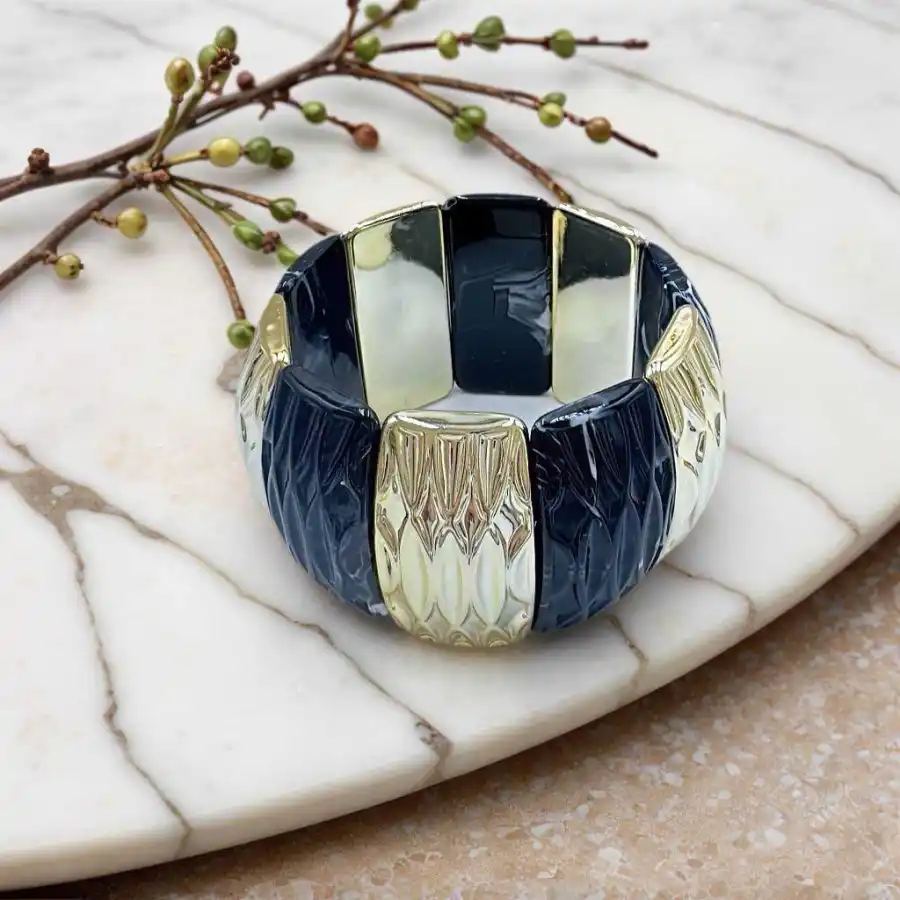 BRACELET ÉLASTIQUE EN ACRYLIQUE  | Bijoux fantaisie en acier inoxydable