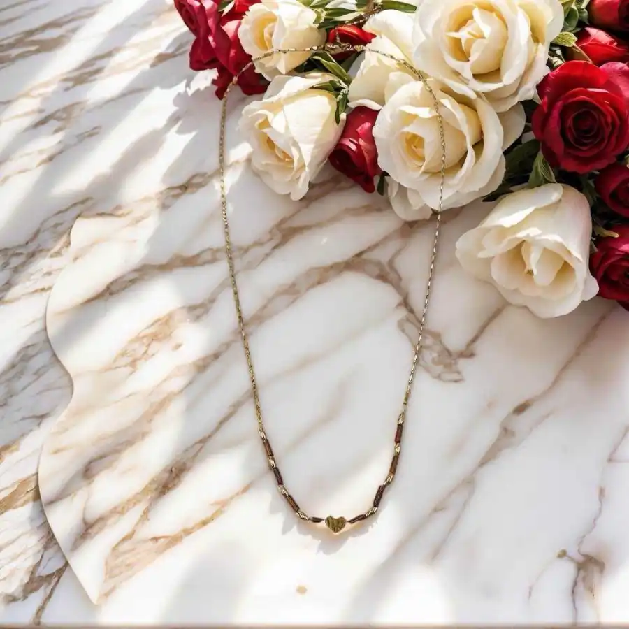 COLLIER EN ACIER INOXYDABLE ORNE DE PIERRES NATURELLES | Bijoux fantaisie 