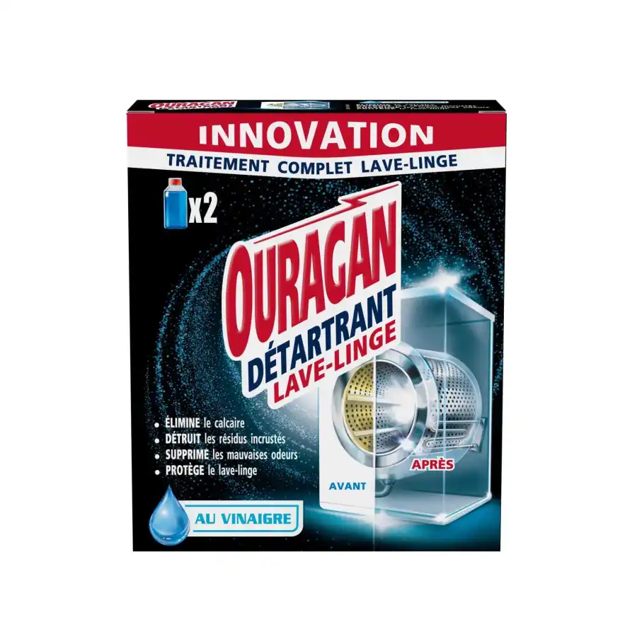 détartrant lave linge au vinaigre ouragan2*250ml | discount-destock 