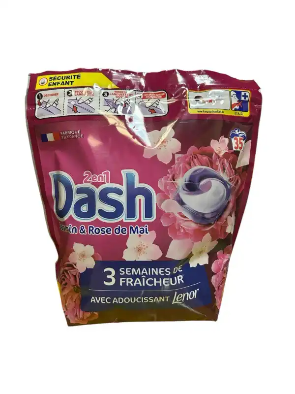 dash pods rose de mai jasmin 35 lavages  | discount-destock 