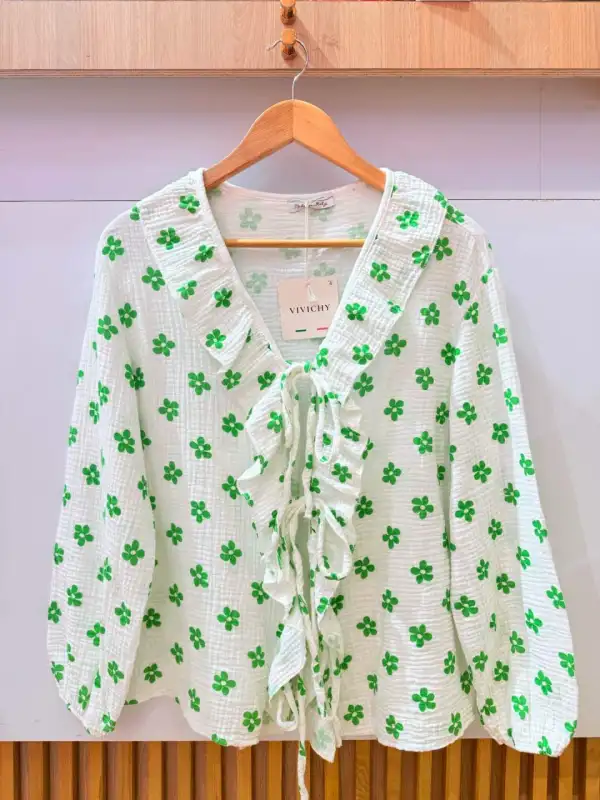 Chemise à nœud en gaze de coton | Chez Florem