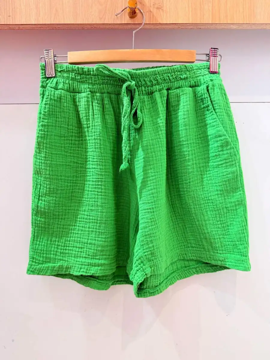Short en gaze de coton ultra confortable grande taille, Élastique à la taille | Chez Florem