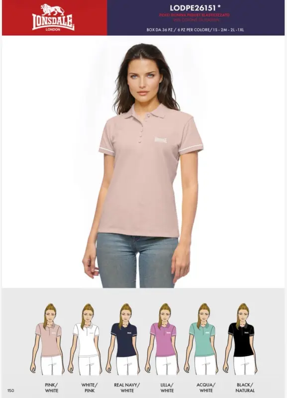 Polo donna piquet elasticizzato Lonsdale  | ALBUM TEXTILE