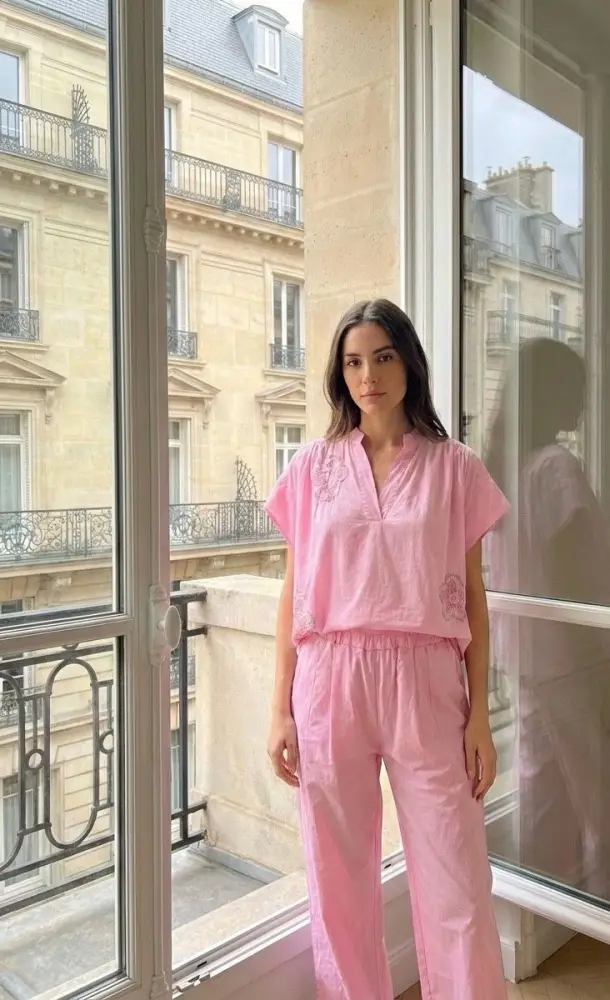 Haut  avec broderie  en coton  | Vintage Mode